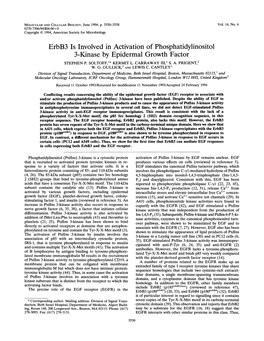 Erbb3 Is Involved in Activation of Phosphatidylinositol 3-Kinase by Epidermal Growth Factor STEPHEN P