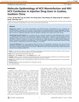 HCV Coinfection in Injection Drug Users in Liuzhou, Southern China