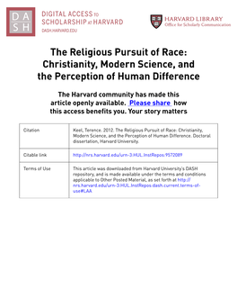 Christianity, Modern Science, and the Perception of Human Difference