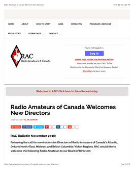 Radio Amateurs of Canada Welcomes New Directors 2019-05-20, 5:34 PM