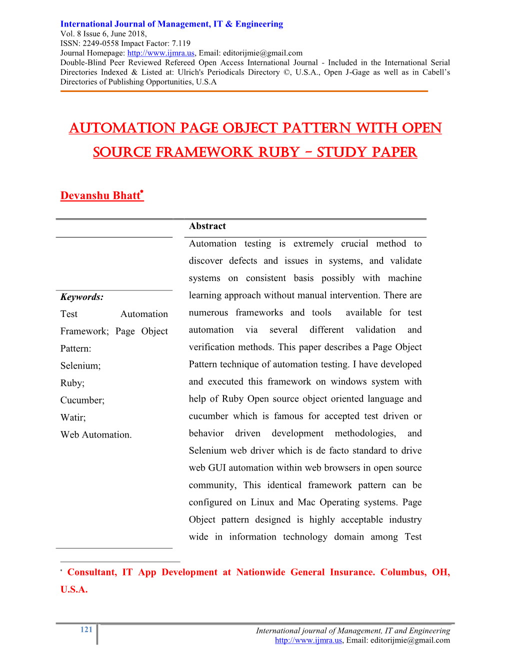 Automation Page Object Pattern with Open Source Framework Ruby - Study Paper