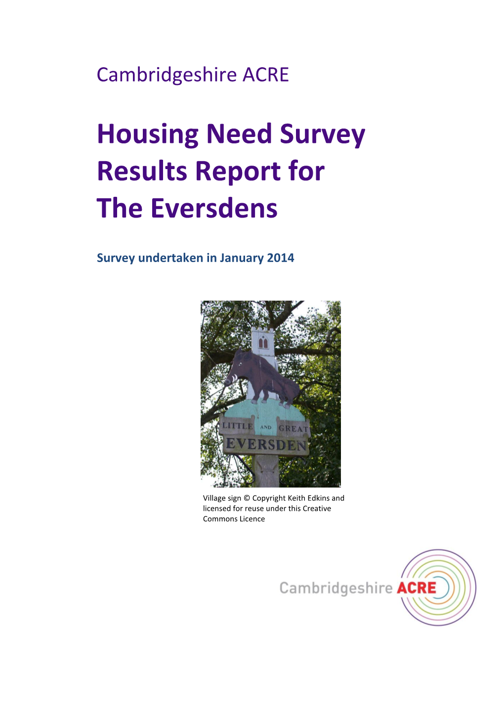 Housing Need Survey Results Report for the Eversdens