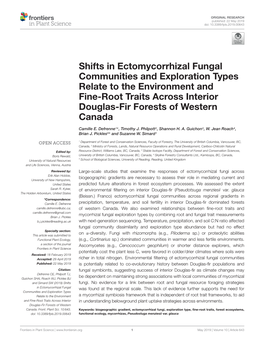 Shifts in Ectomycorrhizal Fungal Communities and Exploration