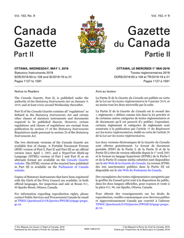 Canada Gazette, Part II