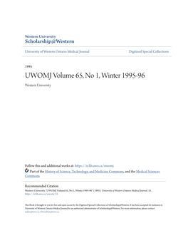 UWOMJ Volume 65, No 1, Winter 1995-96 Western University