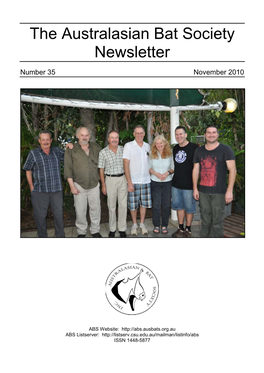 Australasian Bat Society Newsletter, Number 31, Nov 2008