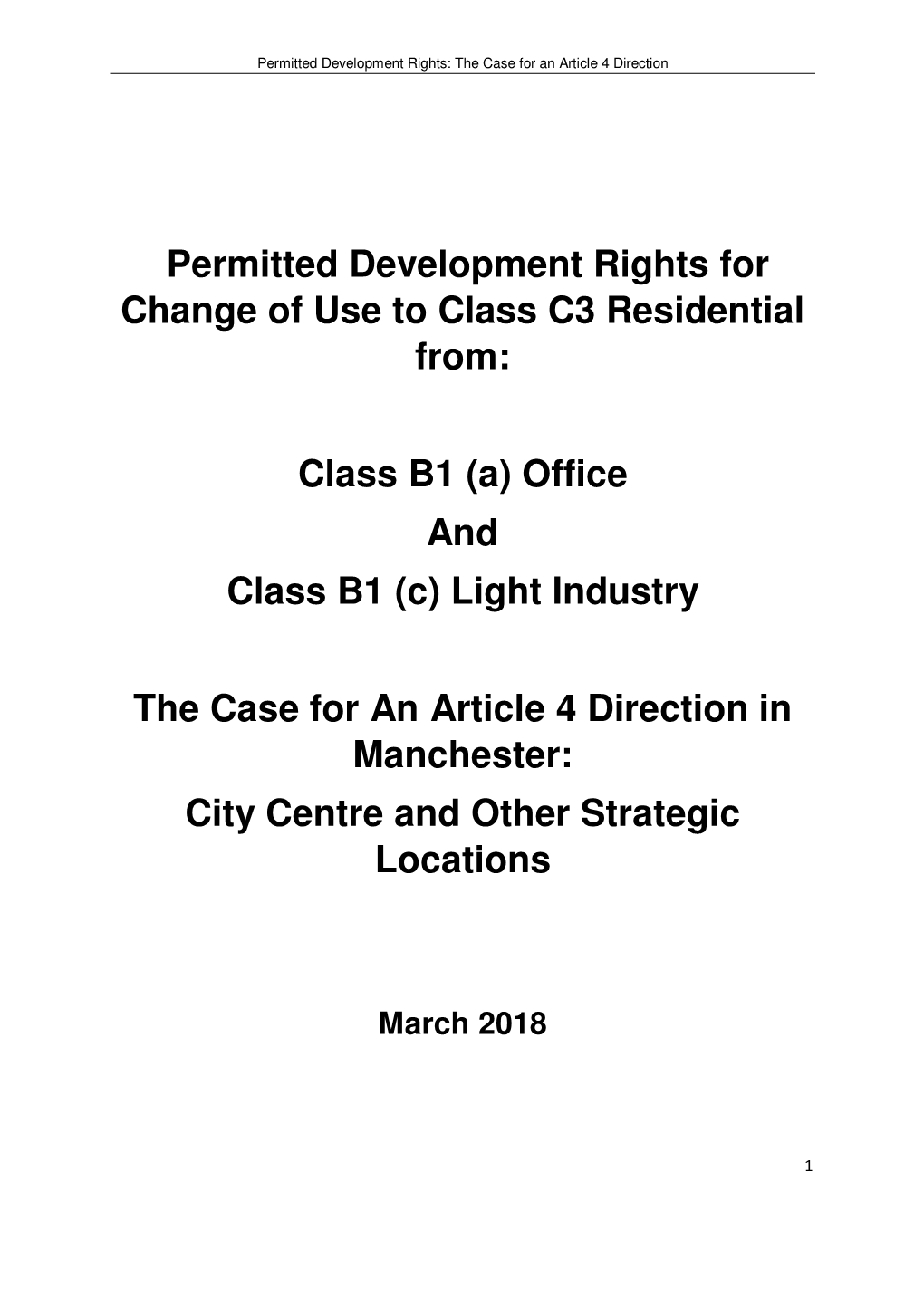 Permitted Development Rights for Change of Use to Class C3 Residential From