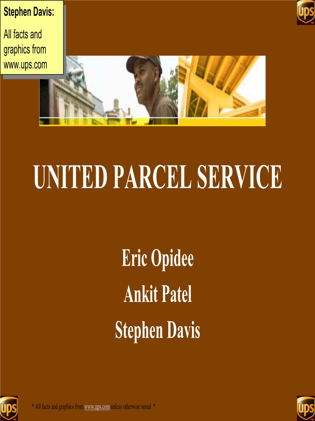 UNITED PARCEL SERVICE Central Problems/Solutions Consumer Confidence in UPS’S Delivery Times