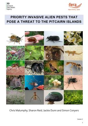 Priority Invasive Alien Pests That Pose a Threat to the Pitcairn Islands