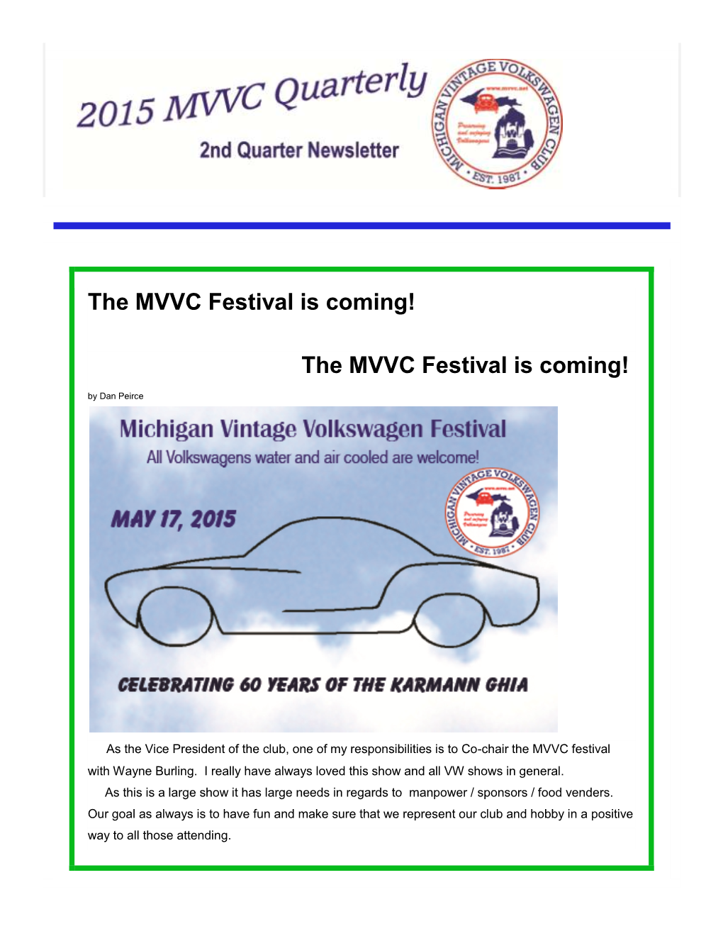 The MVVC Festival Is Coming!