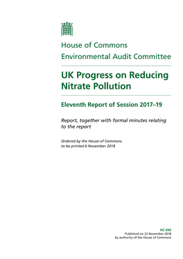 UK Progress on Reducing Nitrate Pollution