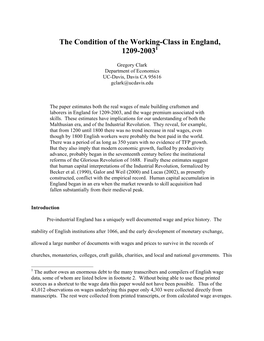 The Condition of the Working-Class in England, 1209-20031