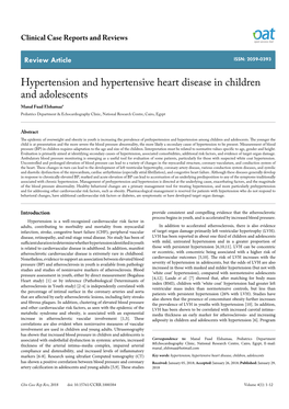 Hypertension and Hypertensive Heart Disease in Children and Adolescents