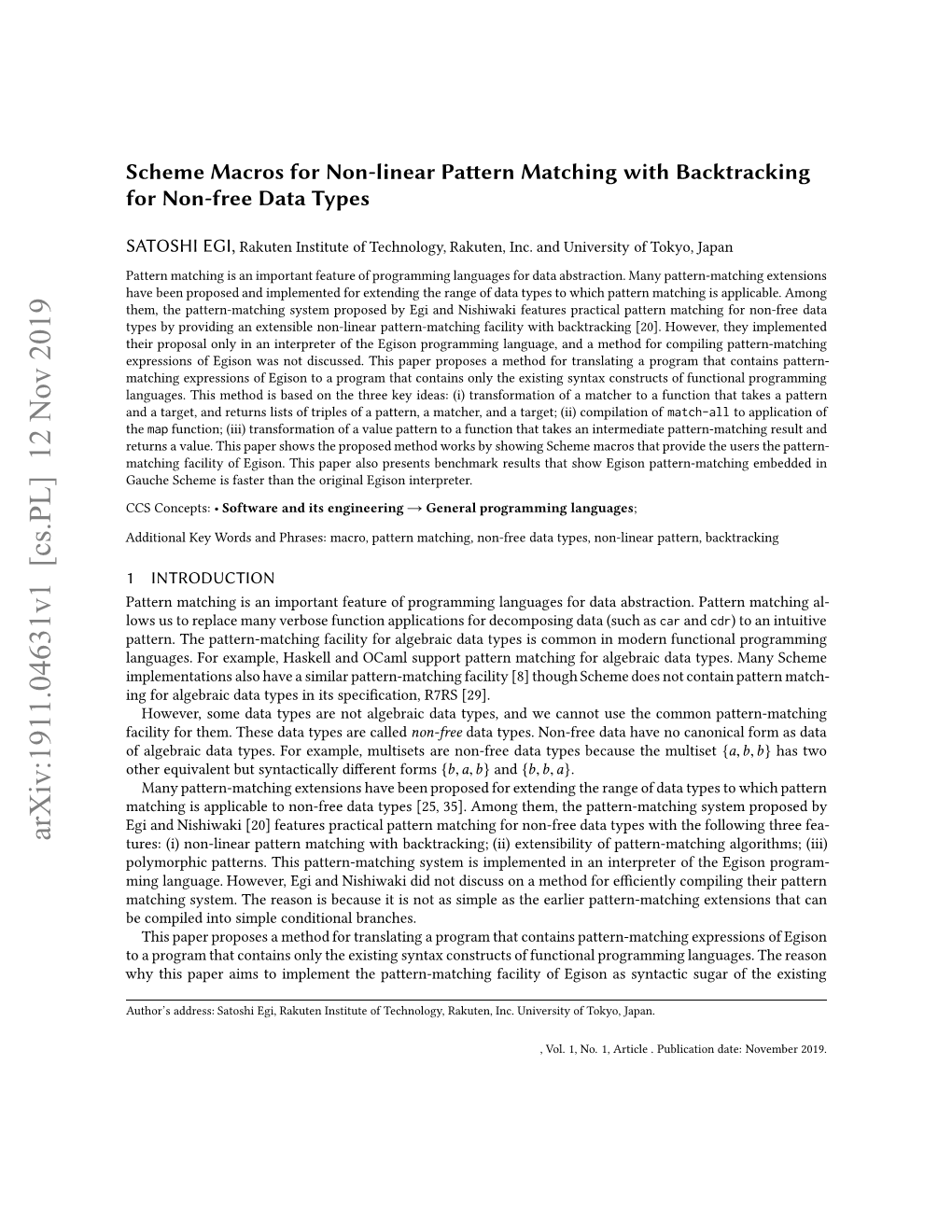 Scheme Macros for Non-Linear Pattern Matching with Backtracking