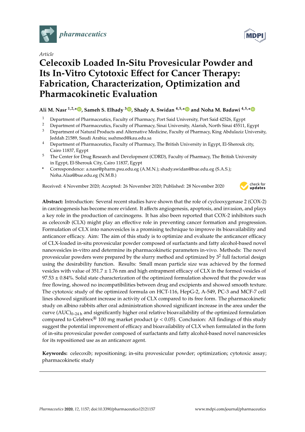 Celecoxib Loaded In-Situ Provesicular Powder and Its In-Vitro