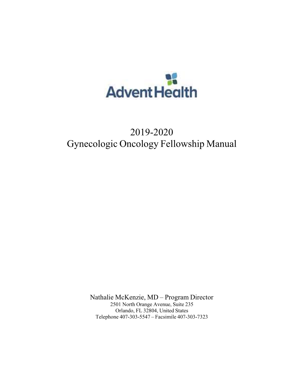 2019-2020 Gynecologic Oncology Fellowship Manual