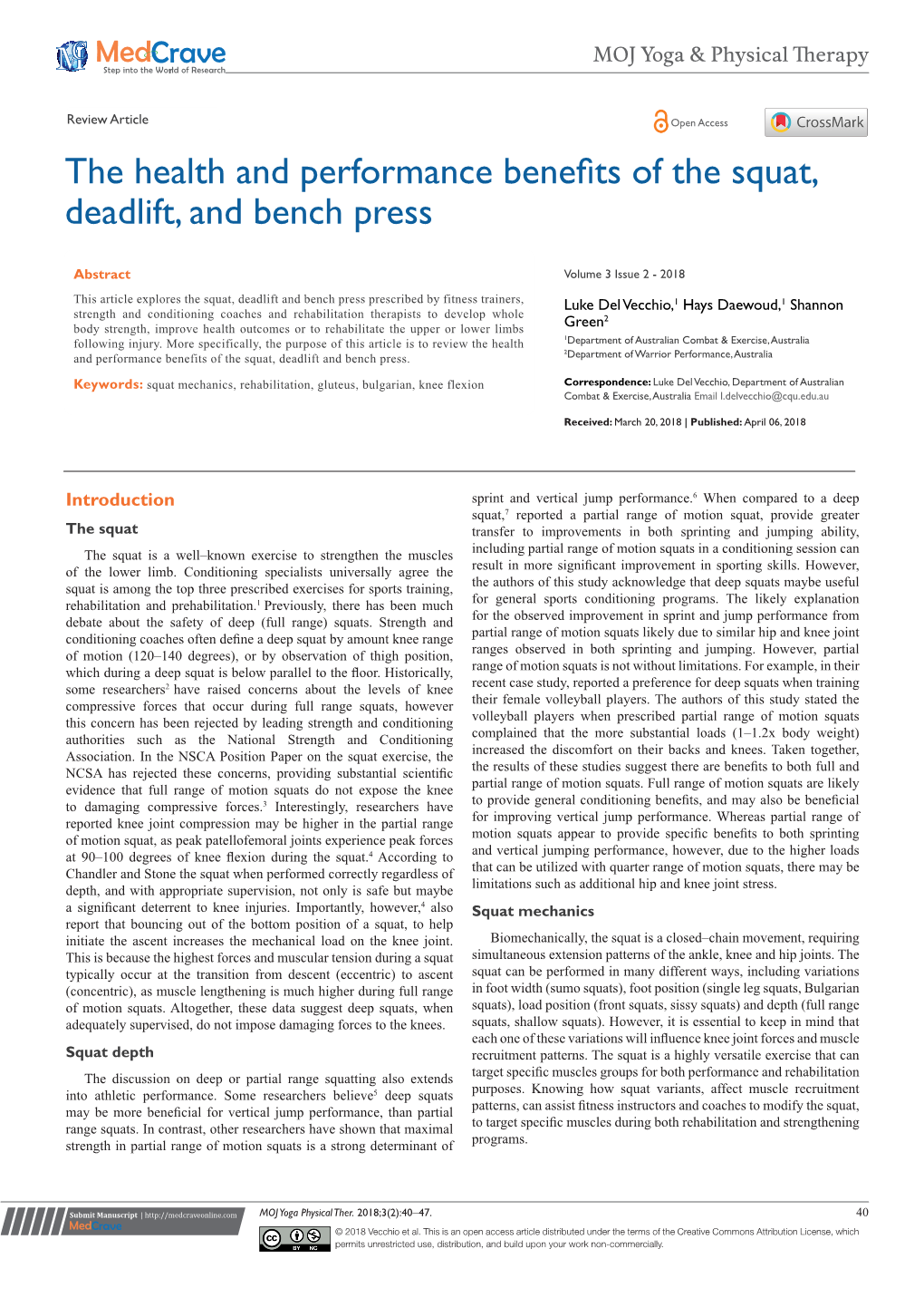 The Health and Performance Benefits of the Squat, Deadlift and Bench Press