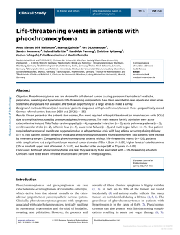 Life-Threatening Events in Patients with Pheochromocytoma