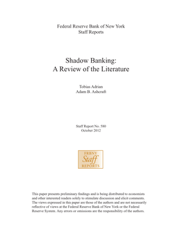 Shadow Banking: a Review of the Literature