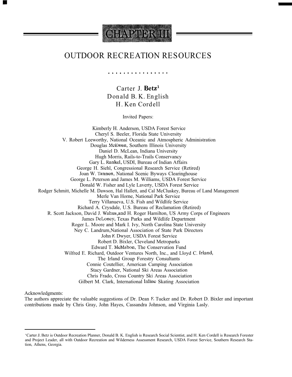 Outdoor Recreation Resources