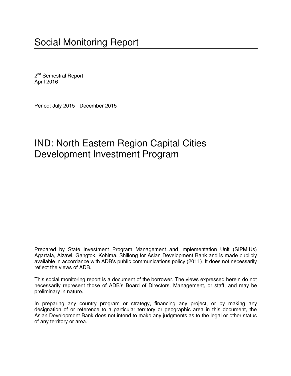 North Eastern Region Capital Cities Development Investment Program