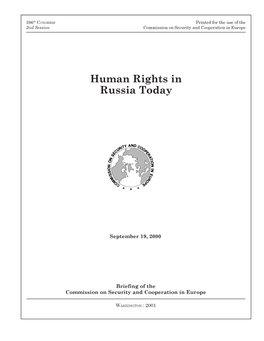 09/19/00 CSCE Briefing, "Human Rights in Russia Today"