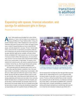 Expanding Safe Spaces, Financial Education, and Savings for Adolescent Girls in Kenya Prepared by Karen Austrian
