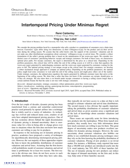 Intertemporal Pricing Under Minimax Regret