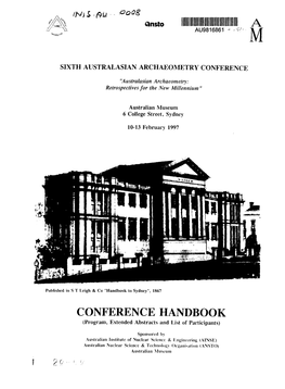 CONFERENCE HANDBOOK (Program, Extended Abstracts and List of Participants)