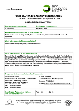 Fish Labelling Consultation Document