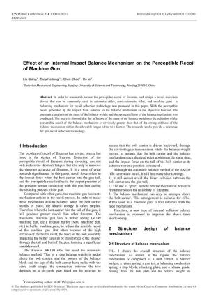 Effect of an Internal Impact Balance Mechanism on the Perceptible Recoil of Machine Gun