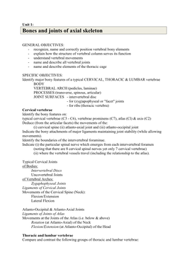 Bones and Joints of Axial Skeleton