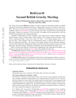 Britgravii-The Second British Gravity Meeting