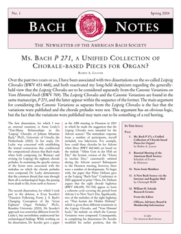 Bach Notes No. 1