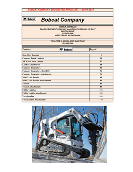 Bobcat Company Suggested Price List - 05-01-2019