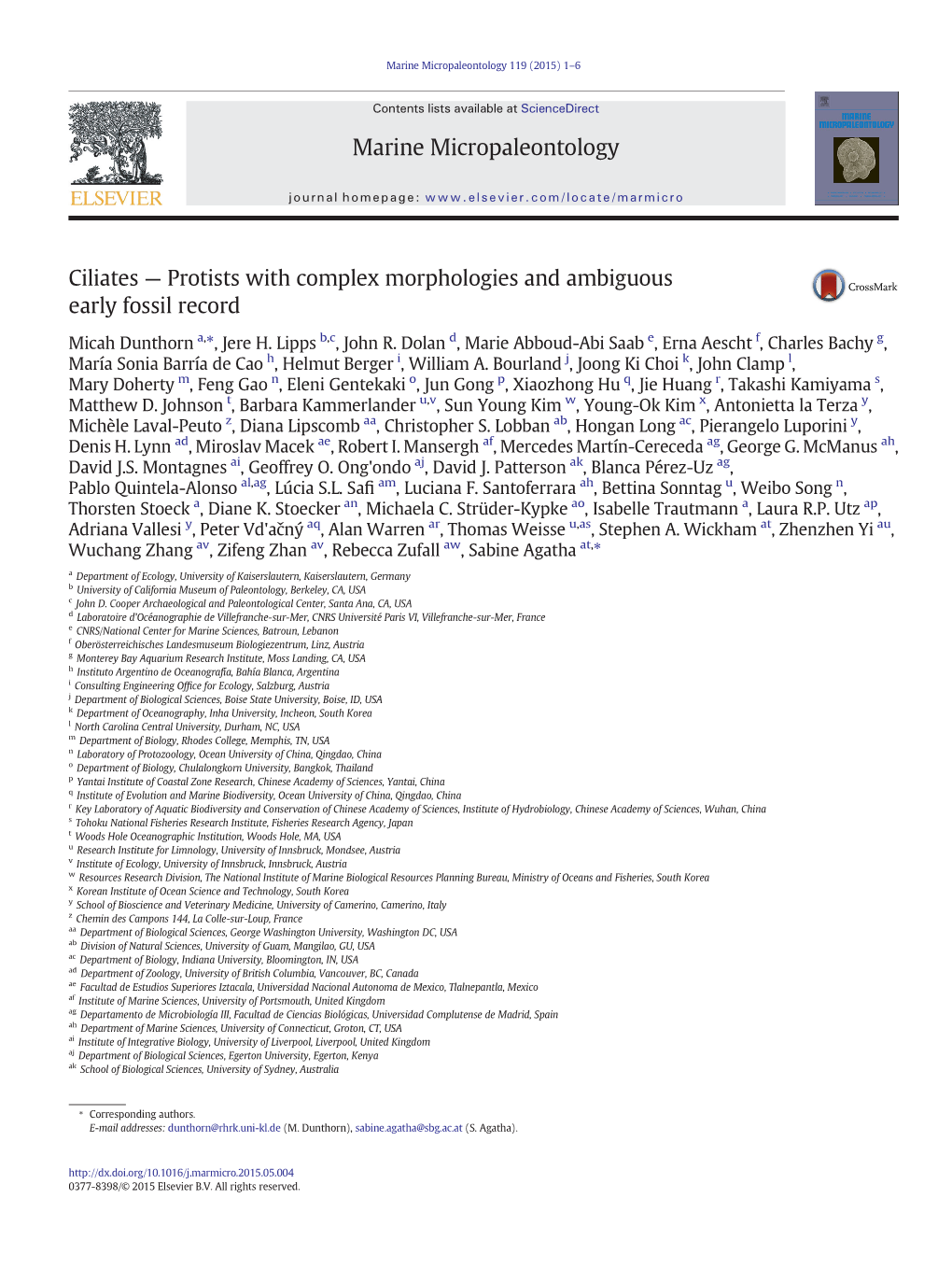 Ciliates — Protists with Complex Morphologies and Ambiguous Early Fossil Record