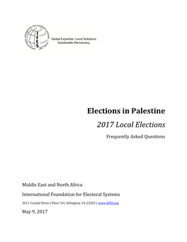 Elections in Palestine: 2017 Local Elections Frequently Asked Questions