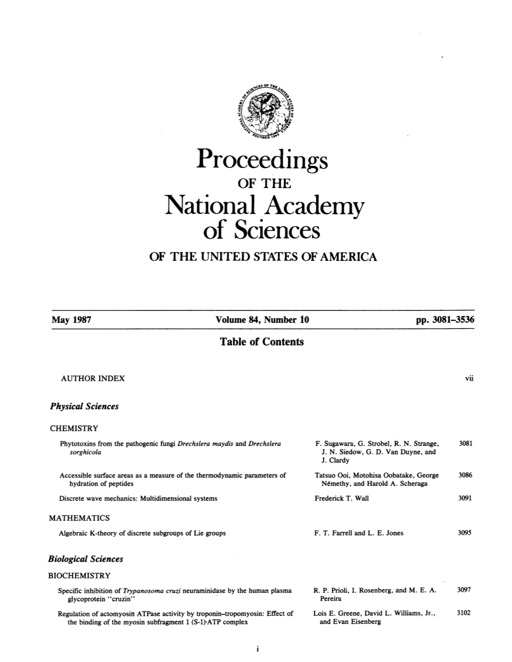Of Sciences of the UNITED STATES of AMERICA