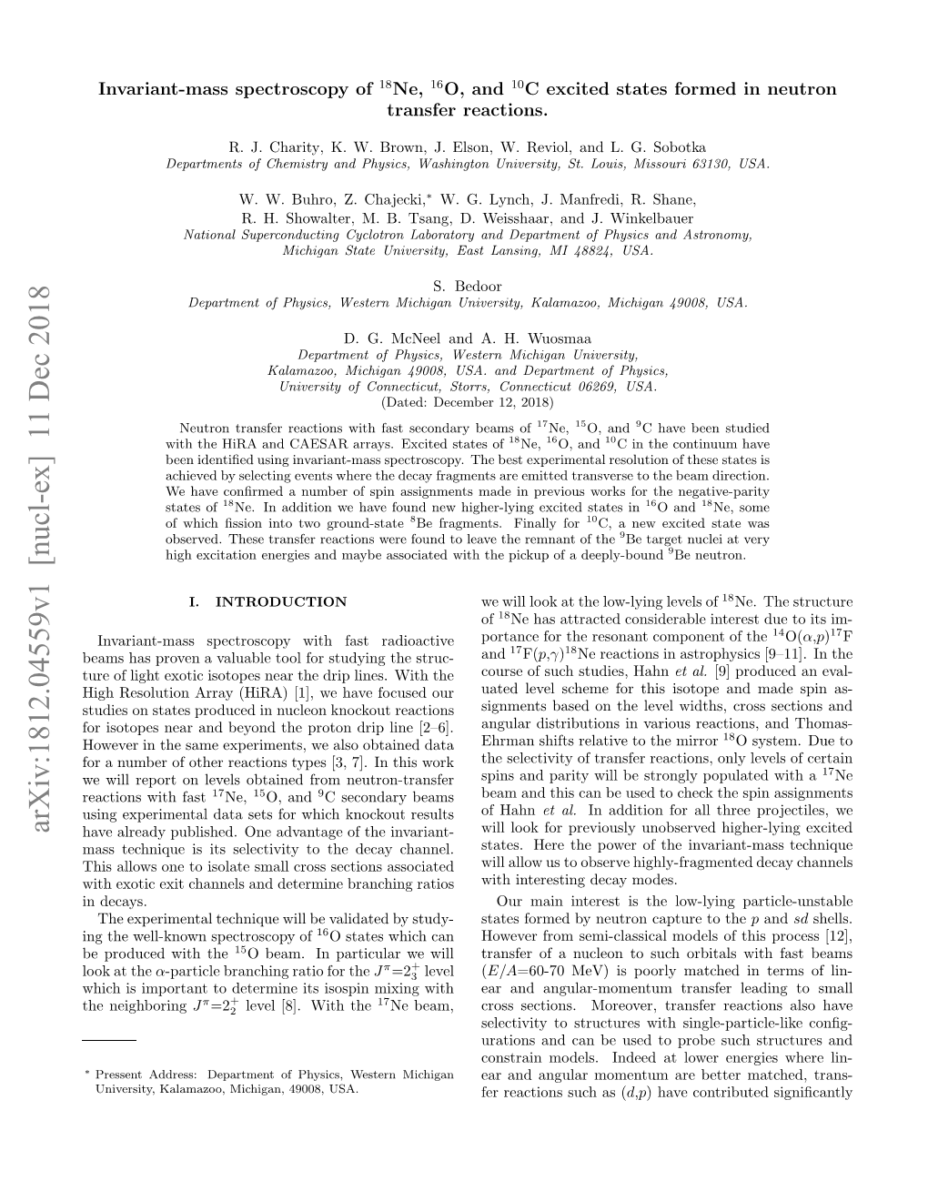 Arxiv:1812.04559V1 [Nucl-Ex] 11 Dec 2018 Oka the at the Look with Produced of Be Spectroscopy Well-Known the Ing Ratios Branching Channel