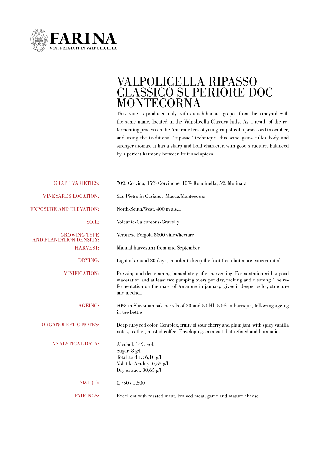 Valpolicella Ripasso Classico Superiore Doc Montecorna