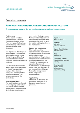 AIRCRAFT GROUND HANDLING and HUMAN FACTORS a Comparative Study of the Perceptions by Ramp Staff and Management