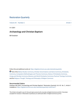 Archaeology and Christian Baptism