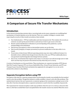 Comparison of Secure File Transfer Mechanisms