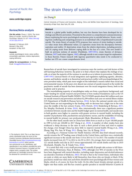 The Strain Theory of Suicide Psychology