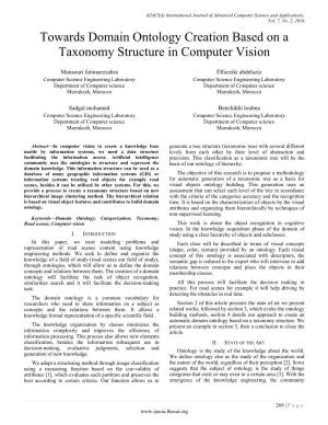 Towards Domain Ontology Creation Based on a Taxonomy Structure in Computer Vision