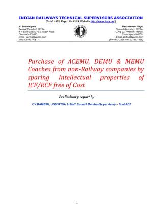 Purchase of ACEMU, DEMU & MEMU Coaches from Non-Railway