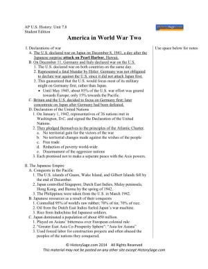 America in WWII Packet