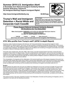 Trump's Wall and Immigrant Detention = Racist White and Corporate Cash