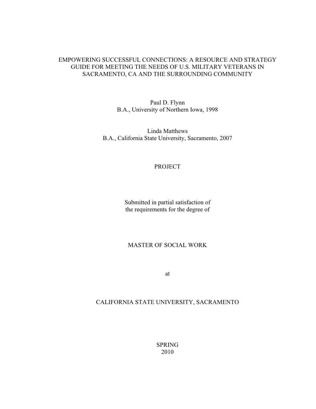 Empowering Successful Connections: a Resource and Strategy Guide for Meeting the Needs of U.S