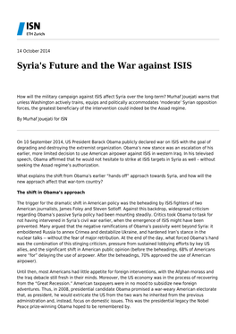 Syria's Future and the War Against ISIS